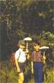 The boys have found giant mushrooms on the road from the railway station.